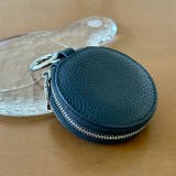 ブラック | 本革キーケース ミラー付きポーチ キーチャーム | feu