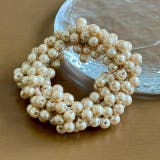 ベージュ | 樹脂パールヘアゴム ボリューム きらきら | feu