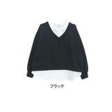 ブラック | TC裏毛 Vネック レイヤード風 プルオーバー | A Happy Marilyn