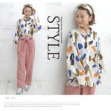 デシン モチーフ柄 プリント ロングカフス シャツ | A Happy Marilyn | 詳細画像5