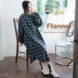 フランネルチェック バンドカラー 裾ラウンドワンピース | A Happy Marilyn | 詳細画像9