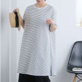 オフ×ブラック | 五分袖 体型カバー チュニック | A Happy Marilyn