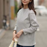 ホワイトボーダー | ハイネック リブ トップス | A Happy Marilyn