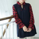 レイヤード風デザイン チェック ぽわん袖プルオーバー | A Happy Marilyn | 詳細画像18 