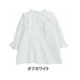 オフホワイト | 肩フリルデザイン 刺繍レースが可愛い ぽっちゃりさんが着やすいブラウス | A Happy Marilyn