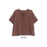 ブラウン | テクスチャ―素材 キーネックトップス 大きいサイズ | A Happy Marilyn