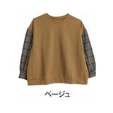ベージュ | ラファモプロデュース チェック袖切替 スウェット | A Happy Marilyn