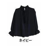 レギュラー丈/ネイビー | Rin 2WAYリボンタイ 華やかブラウス | A Happy Marilyn