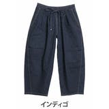 インディゴ | サラ夏デニム 綿麻ストレッチ バレルレッグパンツ | A Happy Marilyn