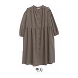 モカ | アイロンいらずで着られる ギャザー切替 シャツワンピ | A Happy Marilyn