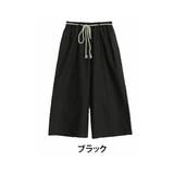 ショート丈/ブラック | 伸びる綿麻さらっとタッチ 2丈から選べる 美脚ワイドパンツ | A Happy Marilyn