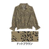 ドットブラウン | ウエストが伸びーる 開襟 ブラウス | A Happy Marilyn