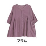プラム | 【風通るプレミアム】 綿楊柳 七分袖ウエストギャザーブラウス | A Happy Marilyn