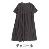 チャコール | 【風通るプレミアム】 綿楊柳 五分袖ウエスト切替ワンピース | A Happy Marilyn