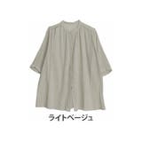 ライトベージュ | 風通るプレミアム 七分袖 はしごレースブラウス | A Happy Marilyn