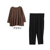 ブラウン | 水陸両用!街でも切れる水着 ペプラムトップス&テーパードパンツ セット | A Happy Marilyn