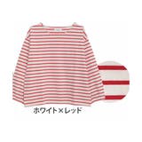 ホワイト×レッド | LUMFORLEproducedbyMy:nia コットン ボーダーロンT | A Happy Marilyn