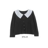 ブラック | 配色 ビッグ襟 リブトップス | A Happy Marilyn