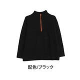 配色/ブラック(タグオレンジ) | 配色&同色ファスナーから選べる ハーフジップ ニット | A Happy Marilyn