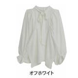 オフホワイト | デコルテ ギャザースリーブ ボウタイブラウス | A Happy Marilyn