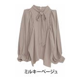 ミルキーベージュ | デコルテ ギャザースリーブ ボウタイブラウス | A Happy Marilyn