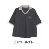 チャコールグレー | 胸刺しゅう 襟配色 ポロシャツ | A Happy Marilyn