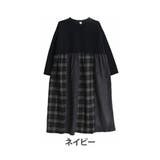 ネイビー | pastelleaf 異素材配色切り替え ワンピース | A Happy Marilyn