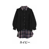 ネイビー(タグ紺) | チェックシャツ ニットカーデ アンサンブル | A Happy Marilyn