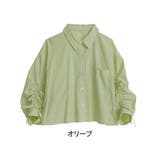 オリーブ | 短丈 袖ドロストシャーリング シャツ | A Happy Marilyn