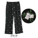 ブラック | 麻調 花刺繍 パンツ | A Happy Marilyn