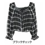 ブラックチェック | シフォン シャーリング ブラウス | A Happy Marilyn