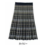 ネイビー | 美人に細魅せシルエット！ チェック柄 ニット | A Happy Marilyn