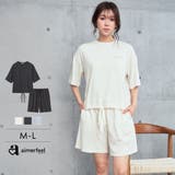 ▼シンプルロゴ 半袖 綿混 上下セット | aimerfeel | 詳細画像1 