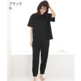 BL-ブラック | ▼カジュアルワッフル ポケット付き 綿混 半袖 上下セット (男女兼用サイズ) | aimerfeel