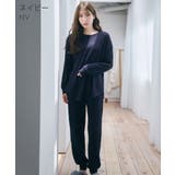NV-ネイビー | ふんわりワッフル 腹巻付き 長袖 上下セット | aimerfeel