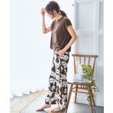 パームリーフ柄 綿混 半袖 ロングパンツ 上下セット | aimerfeel | 詳細画像6