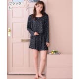 BL-ブラック | 小花柄 カーディガン付き 長袖 3点セット | aimerfeel