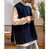 クルーネック ベスト サイドスリット ラウンドネック全3色 | aimoha men | 詳細画像3