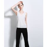 WHITE | Ladiesリネン混素材ベーシックV型タンクトップ | aimoha