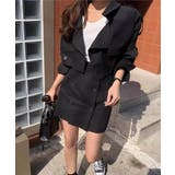 ブラック | 新作在庫限り ジャケット＆ミニスカートのトレンチセットアップ 韓国ファッション | aimoha 