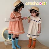 韓国子供服 セーラー服風配色パイピング ワンピース | aimoha kids | 詳細画像1