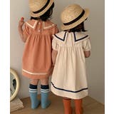 韓国子供服 セーラー服風配色パイピング ワンピース | aimoha kids | 詳細画像3