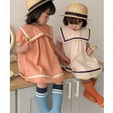 韓国子供服 セーラー服風配色パイピング ワンピース | aimoha kids | 詳細画像8
