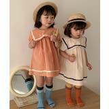 韓国子供服 セーラー服風配色パイピング ワンピース | aimoha kids | 詳細画像9