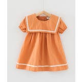 オレンジ | 韓国子供服 セーラー服風配色パイピング ワンピース | aimoha kids