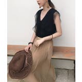 Jasmine GrandiflorumチュールドッキングVネックニットトップス | aimoha | 詳細画像16