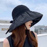 ブラック | Jasmine GrandiflorumMIX素材のリボンハット 韓国ファッション | aimoha 