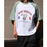 ミント | Tシャツ 【HOOK】アメカジイラストプリントラグランスリーブ半袖TEE ユニセ… | HOOK