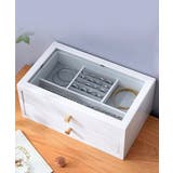 ホワイト | 木製2段アクセサリー収納ボックス 収納 メイク収納 | aimoha 