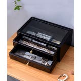 ブラック | 木製2段アクセサリー収納ボックス 収納 メイク収納 | aimoha 